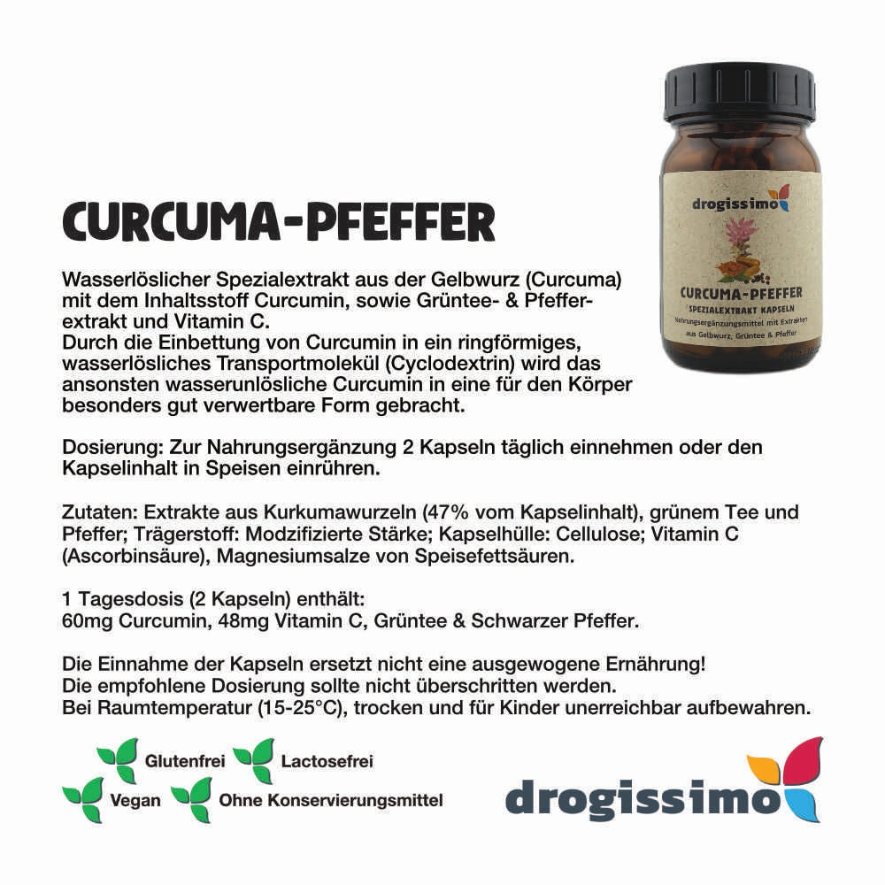 drogissimo Curcuma Pfeffer Kapseln 160 Stück