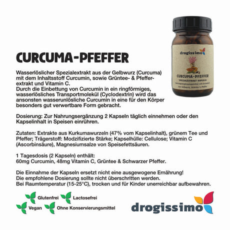 drogissimo Curcuma Pfeffer Kapseln 160 Stück